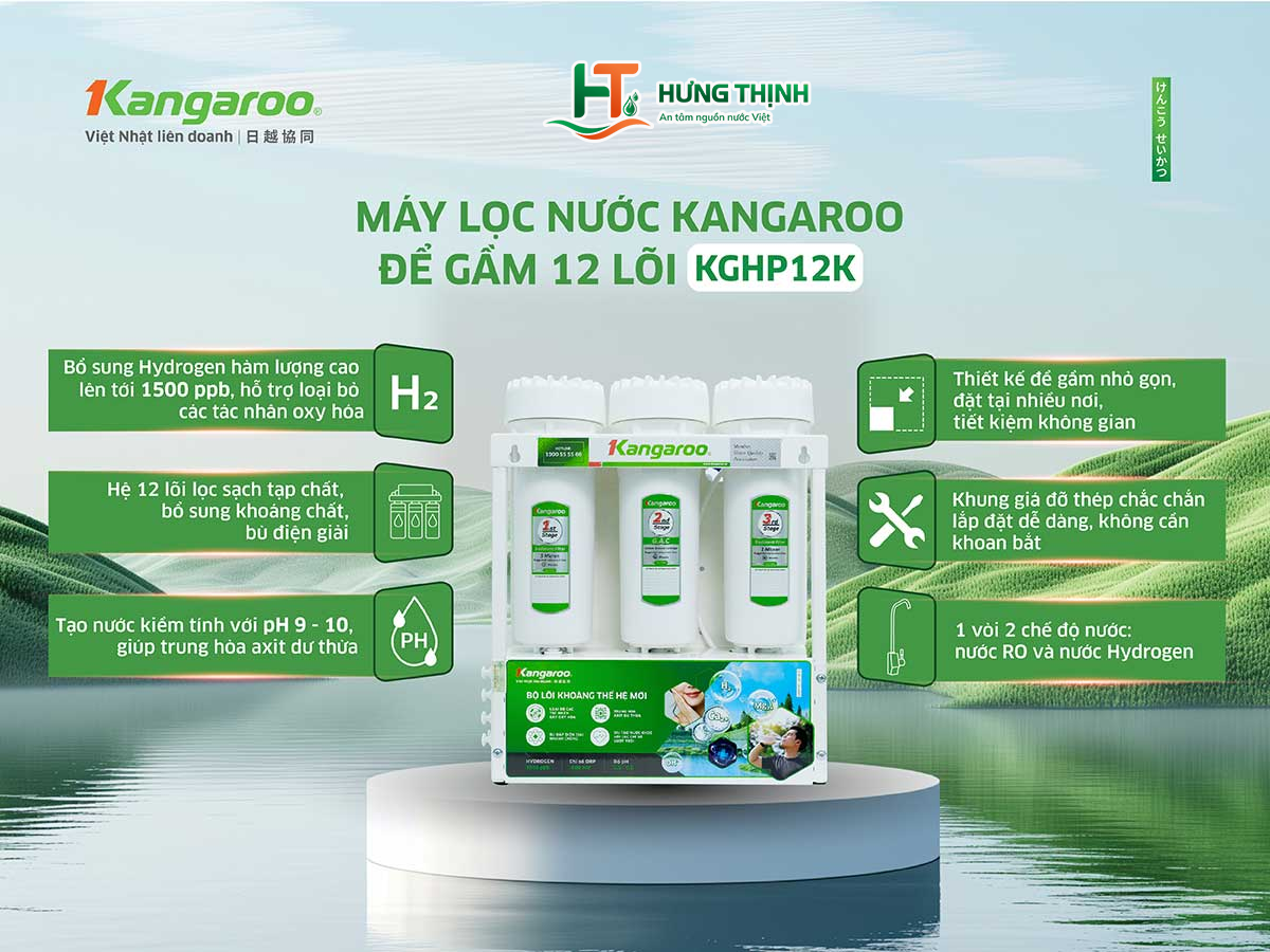 Máy lọc nước hydrogen Kangaroo KGHP12K - 12 lõi lọc
